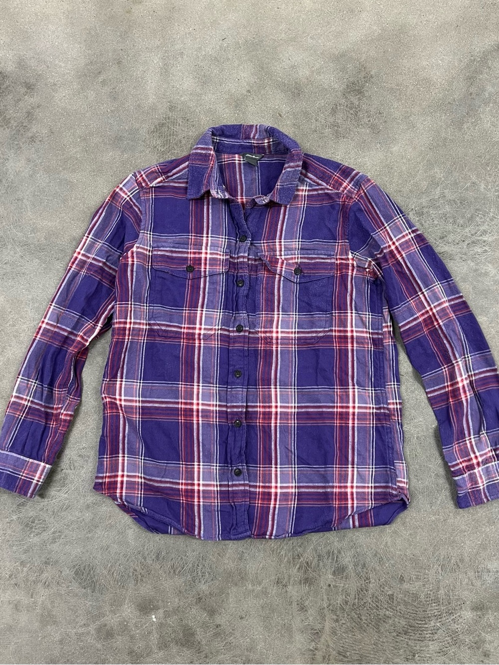 Eddie Bauer Purple Plaid Button-Up Shirt